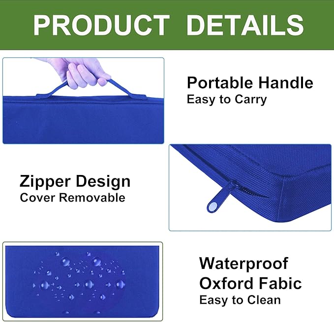 Multi-Functional Stadium Seat Cushions 2 Pack, Waterproof Oxford Filled with High Resilence Sponge, for Any Outdoor Events Use (Blue)
