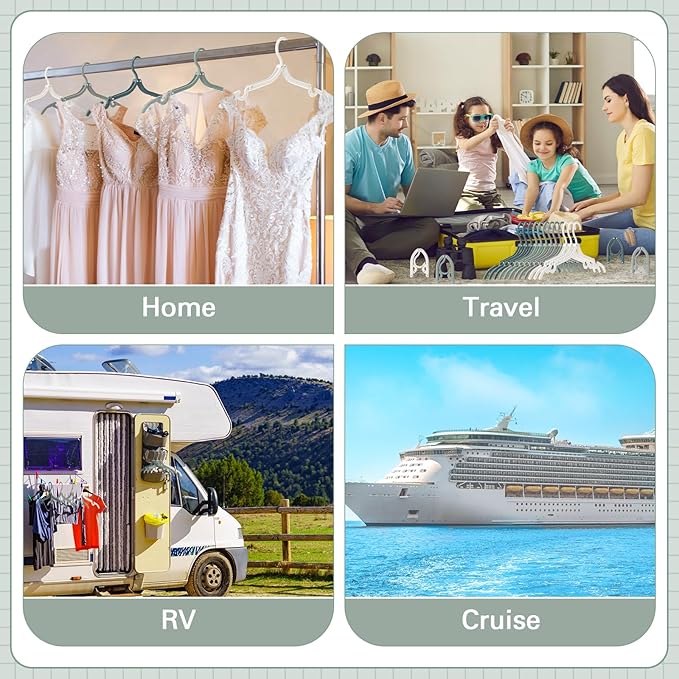 24 Pcs Travel Hangers Portable Foldable Hangers Cruise Ship Essentials Non-Slip Foldable Space Saving Clothes Drying Rack for Travel Cruise Business Trip Suitcase Dormitory School Hotel(Classic)