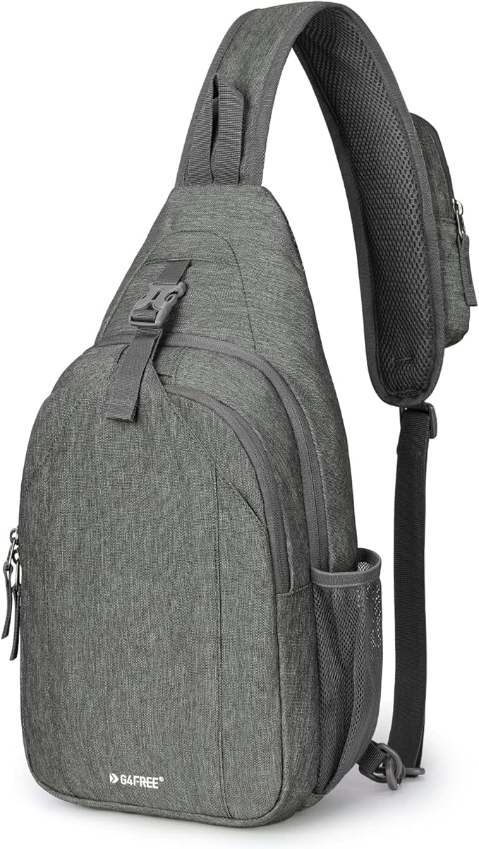 G4Free Sling Chest Bag RFID Crossbody Backpack Shoulder Bag with Earphone Hole, Dimgray, M, One size