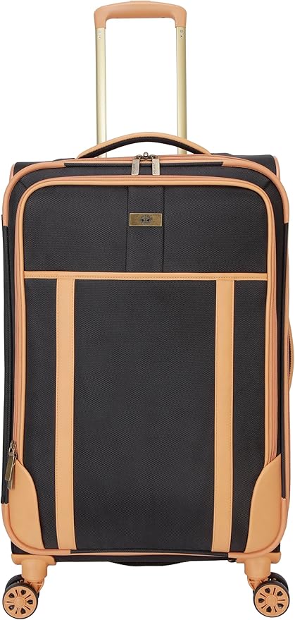 Dockers Seahorse Softside Expandable 8-Wheel Spinner Travel Checked Luggage, 24-Inch, Black