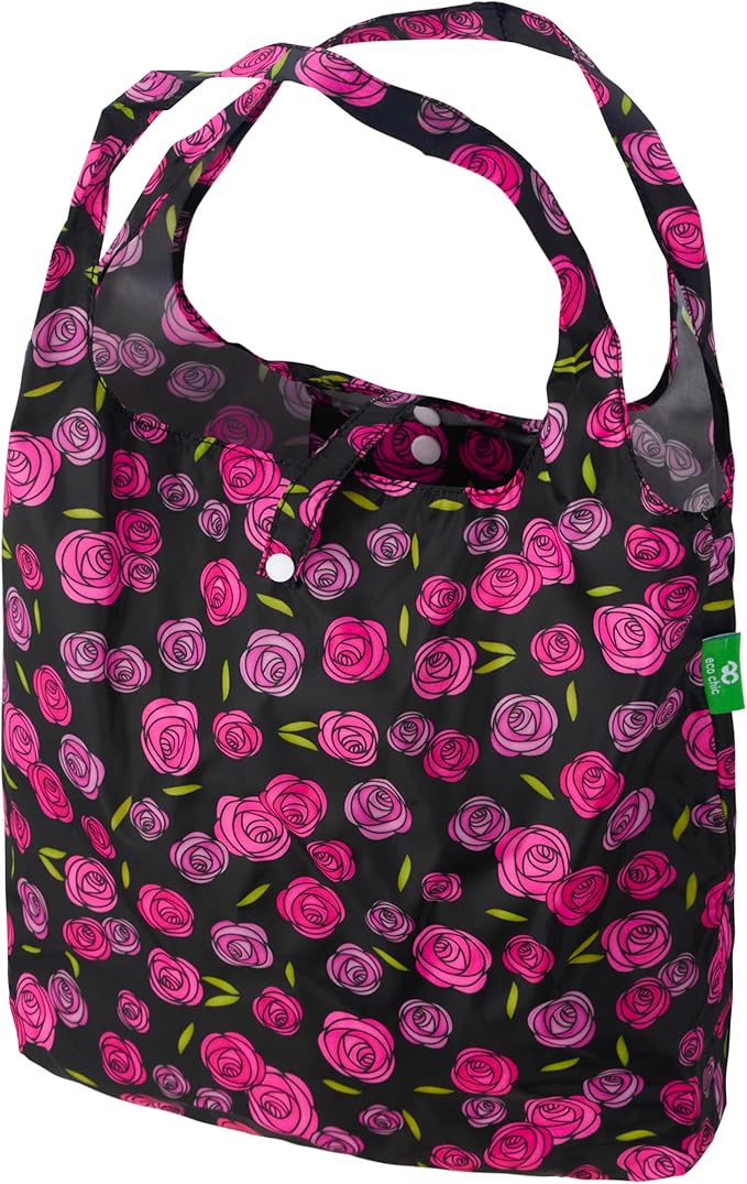 ECO CHIC Foldable Reusable Grocery Bags - Lightweight, Recycled & Reusable Shopping Bag - Waterproof Packable Tote