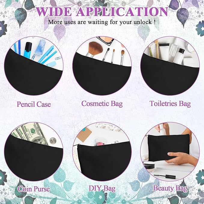 Legigo Blank Canvas Bag Zipper Pouch Makeup Bags Bulk - Multi-Purpose Canvas Pencil Pouch with Sturdy Zipper, Cosmetic Bag Travel Toiletry Bag for DIY Craft Projects, Storage (8.3 x 5 inches)