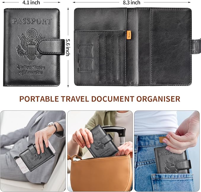 Herain Passport Holder for Travel Cruise Essentials, 2 Pcs Passport Cover Wallet Case Travel Gifts Women Men Family, RFID Passports Book Card Holders Travels Accessories Must Haves