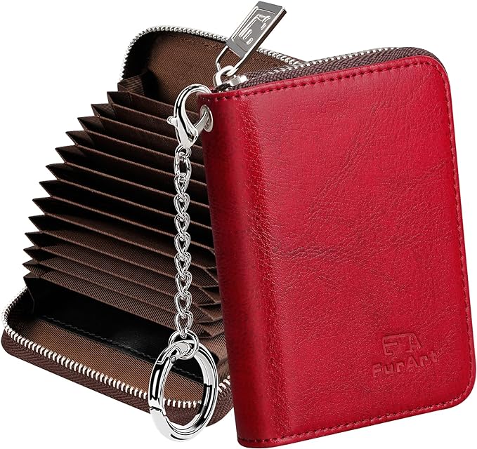 FurArt Zipper Wallet Women, RFID Blocking Credit Card Wallet, Business Card Holder, Compact Size KeyChain Wallet