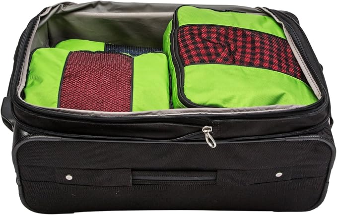 TravelWise Luggage Packing Organization Cubes 5 Pack, Lime, 2 Small, 2 Medium, 1 Large