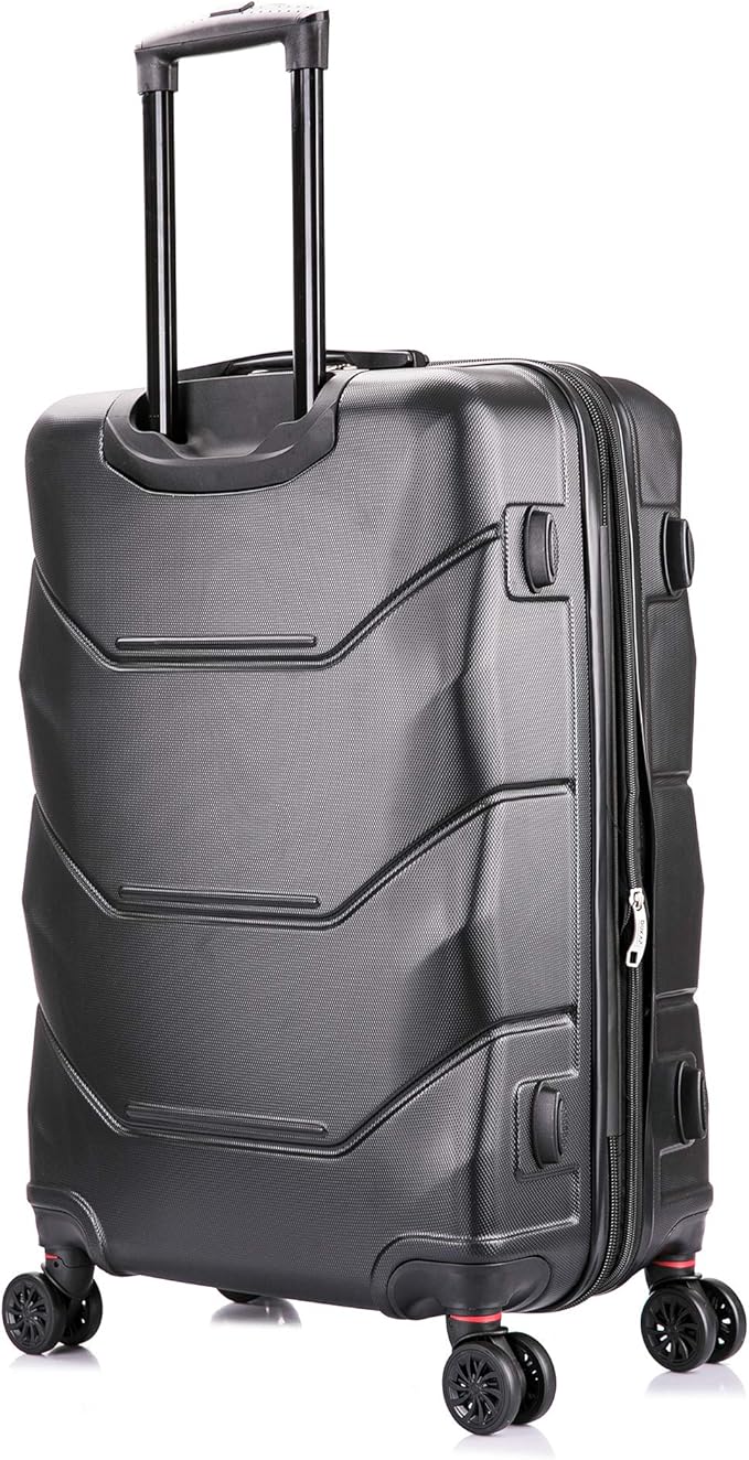 DUKAP ZONIX Luggage with Spinner Wheels | Durable Lightweight Hardside Suitcase, Spacious Travel Bag with Handle and Trolley | 26 Inch Medium Checked Luggage | Black