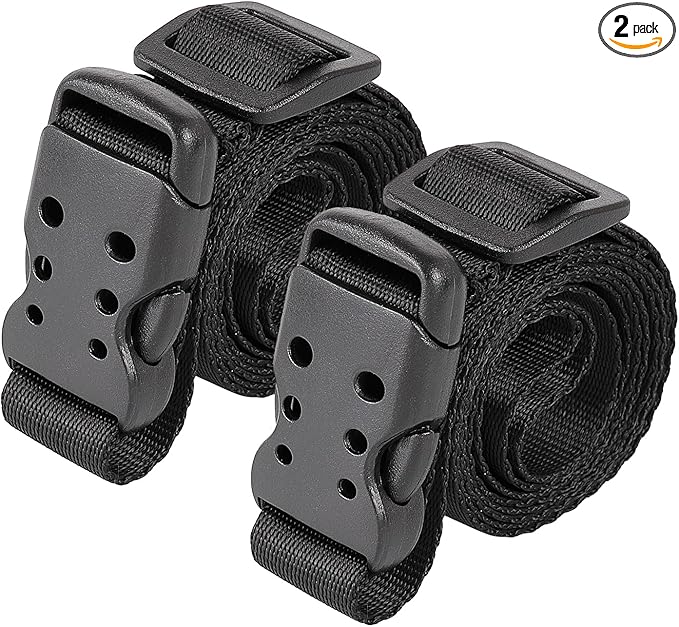 Ayaport Utility Straps with Buckle 40" Quick-Release Adjustable Nylon Straps Black 2 Pack
