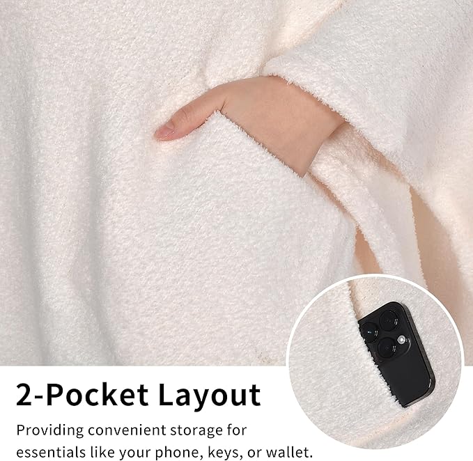 JOOJA Wearable Blanket Super Soft Feather Yarn Blanket Shawl with Pockets Fuzzy Throw Blanket TV Blanket for Adults Teens