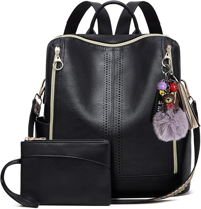 Makes Backpack Purse for Women PU Leather Travel Satchel Handbag Convertible Design Bag with Purse