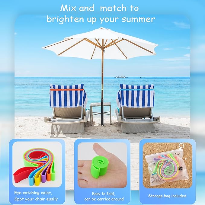 12 Pack Towel Band for Beach Pool Lounge Chair Strap Clip Carnival Cruise Ship Essentials Summer Vacation Must Have Hawaiian Trip Accessories Door Decoration Magnetic Women Bag Gift Beachy Trip