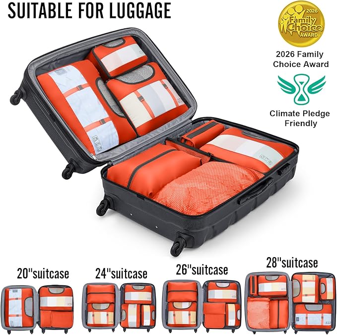Veken 10 Set Packing Cubes for Travel Essential, Suitcase Organizer Bags in 4 Sizes, Carry-On Luggage Accessories with Large Laundry & Hanging Toiletry Bag, Must-Have for Airplane, Road Trip & Camping