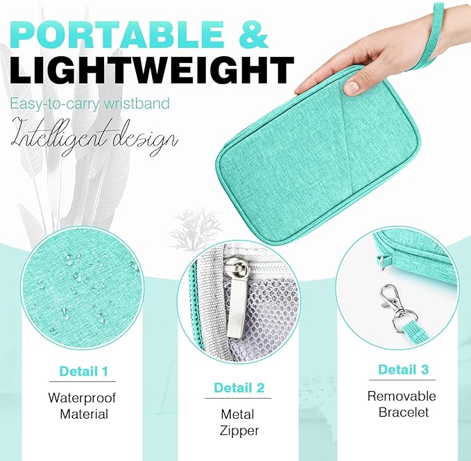 Passport Holder Family RFID Travel Document Organizer for Women Waterproof Passport Wallet Men Portable Case for Cards, Boarding Pass, ID, Money, Tickets with Zipper
