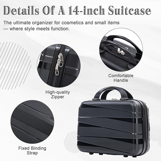 Hardside 4 Luggage Set, Lightweight Wave Suitcase with Spinner Wheels