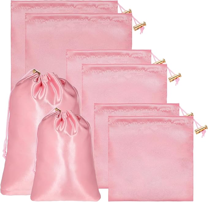 Toy Storage Bags, 6 Pcs Soft Velvet Drawstring Pouch Adjustable Microfiber Toy Organizer Bags Gift Bag Foldable Ditty Bag for Women Men Toys Underwear Sunglasses Cosmetic, 3 Sizes (Pink)