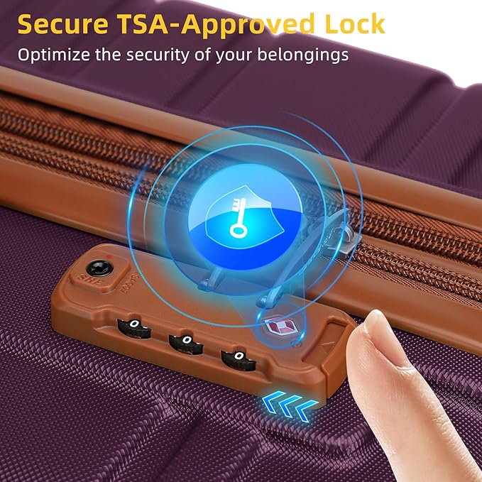 LARVENDER Luggage Sets 6 Piece, Expandable Hardside Carry on Suitcase Set with Spinner Wheels, Lightweight Rolling Luggage Sets for Women with TSA Lock, Purple