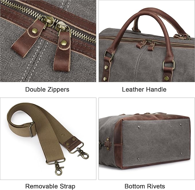 S-ZONE Duffle Bag for Travel Canvas Duffel Bag Carry on Weekender Bag for Men