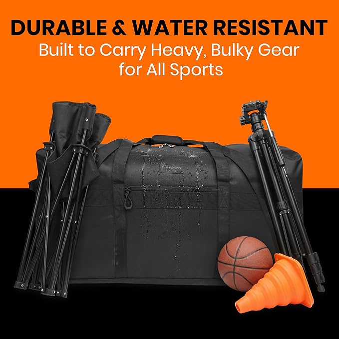 Fitdom 130L 35" Heavy Duty Extra Large Duffle with Upgrade Zipper, Durable & Water Resistant. Perfect as Camping Bag Travel Storage Tent Storage Sports Equipment Bag For Coaches & More