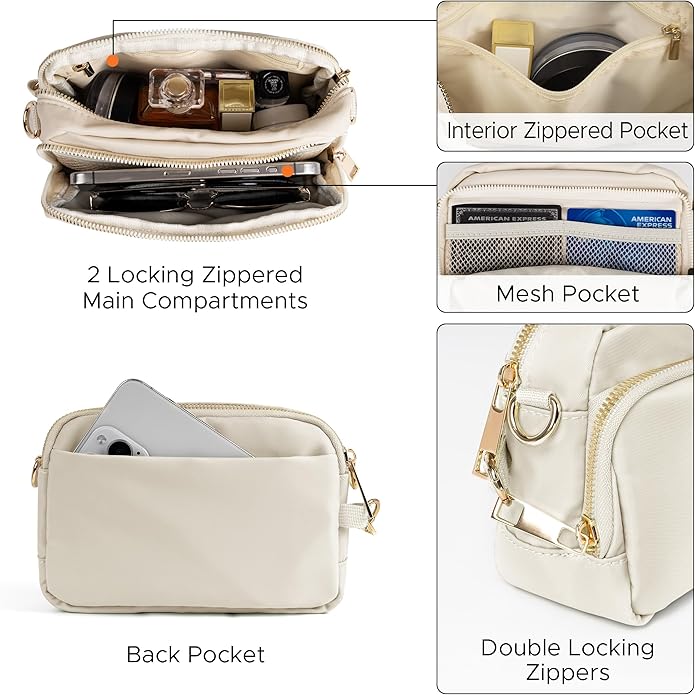 Joryin Anti Theft Crossbody Bag for Women, Slash-resistant RFID Blocking Travel Purses, Small Shoulder Bag Handbag, Nylon