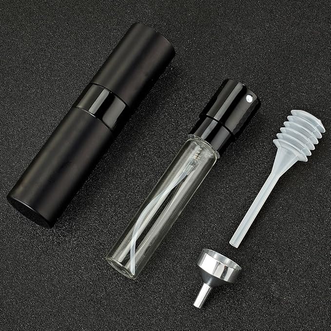 LISAPACK 8ML Atomizer Perfume Spray Bottle for Travel, Empty Refillable Cologne Dispenser, Portable Sprayer for Men and Women (Gloss Black)