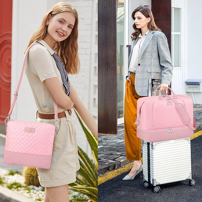 Travel Weekender Bag for Women, 21" Overnight Bag with Shoe Compartment 50L Large Travel Duffel Bag Carry On Tote for Weekend, Overnight, Business Trips, Water Resistant