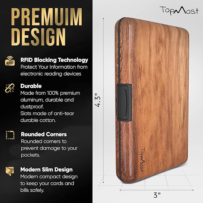 TopMost Aluminum Wallet, Card Case Wallet, Metal RFID Credit Card Holder for Men & Women, 6 Cotton Slots for 10-12 Cards And Bills, Rfd Protective