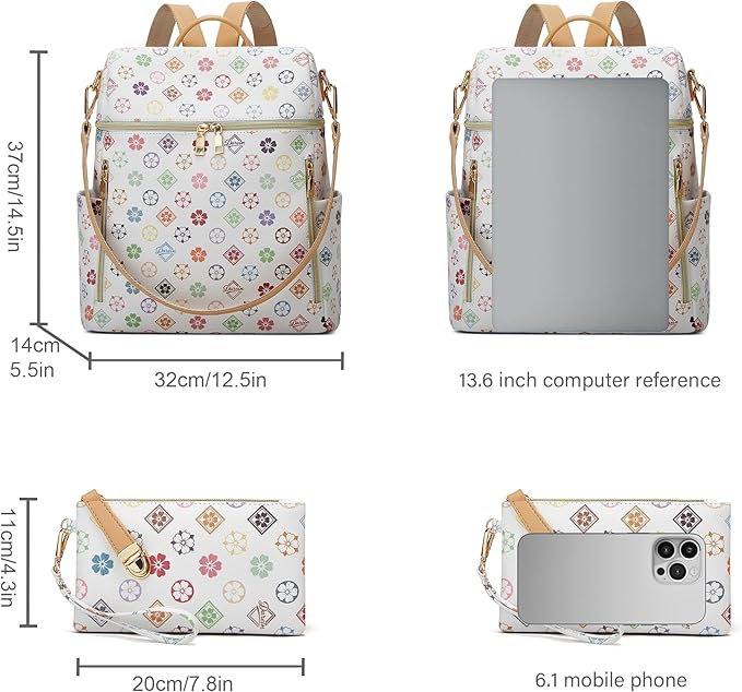 Makes Backpack Purse for Women PU Leather Travel Satchel Handbag Convertible Design Bag with Purse