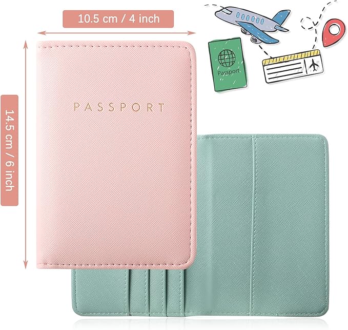 2 Pcs Passport Cover Holder for Travel Waterproof Leather Passport Wallet Case Book Travel Cruise Essentials for Women Men | 2 Pieces, Bridal, Holder, Waterproof, Holder Covers, Travel Wallet