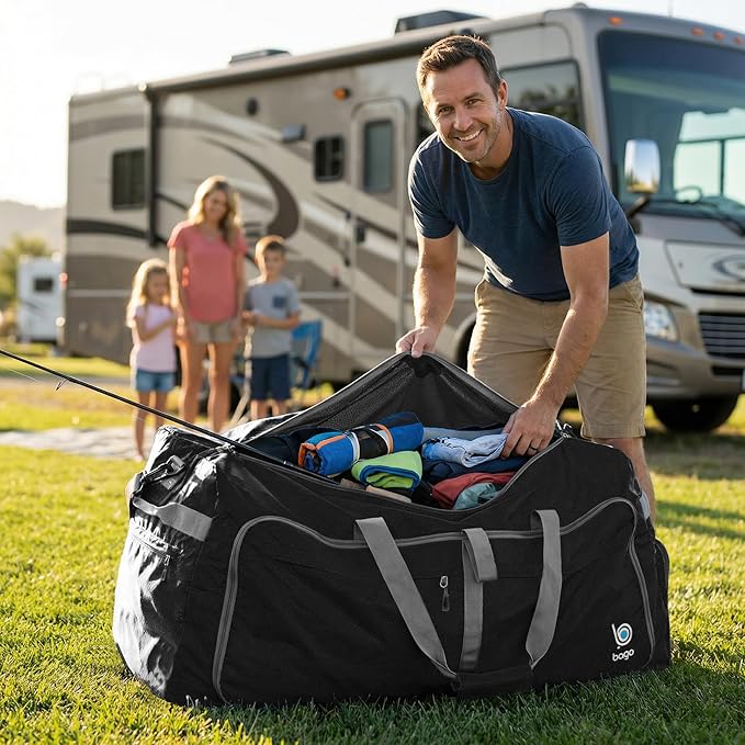 Bago Extra Large Duffle Bag for Travel Women & Men. Durable, Lightweight, Foldable Travel Duffel Bags For Traveling Women. 140L Duffle Bags Use As a Weekender Bag with Shoe Compartment, Checked Duffel