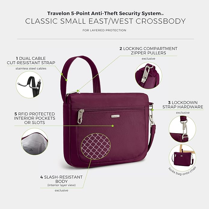 Travelon Anti-Theft Classic Small East/West Crossbody