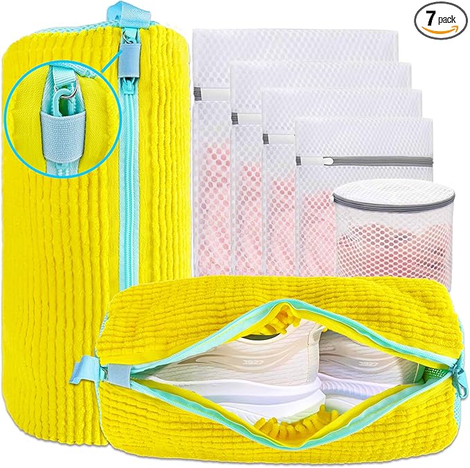 Shoe Washing Machine Bag, 2 Pack – Laundry Shoe Bag for Dryer, Reusable, Fits All Shoe Types, 360° Deep Cleaning with Self-Locking Zipper, Wash Two Pairs at Once, Protects Shoes and Washing Machines