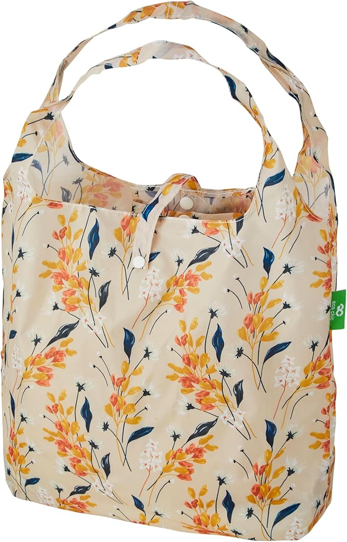 ECO CHIC Foldable Reusable Grocery Bags - Lightweight, Recycled & Reusable Shopping Bag - Waterproof Packable Tote