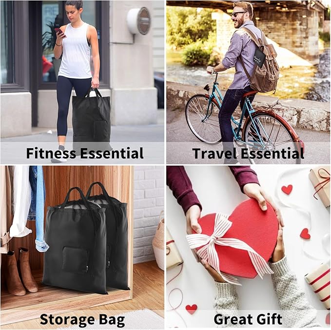 Travel Laundry Bag, JHX Foldable Dirty Clothes Bags 【Upgraded】 with Fixed Drawstring Net, Handles and Carabiner, Portable Laundry Bags for Travel, Fitness, and Students (Deep-black) 30"H x 21"W