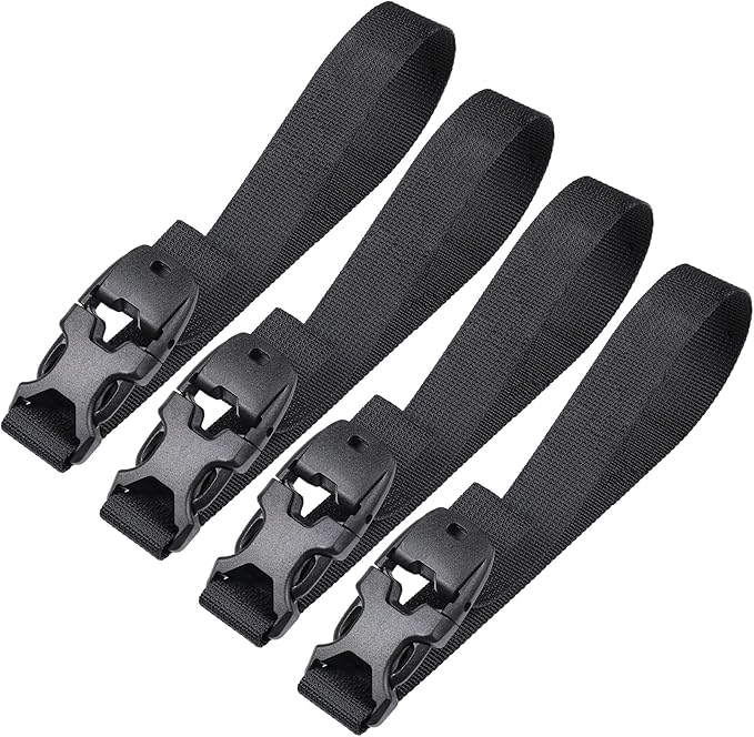 Vigorport Utility Straps Quick Release Nylon Backpack Accessory Bag Strap,Adjustable for Hiking,Travel,Outdoor Sports-4 Pack (Black, 0.75" W-18 L)