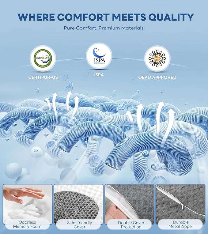 No More Aches Neck Pillow for Pain Relief, Adjustable Cervical Pillow for Neck Support with Armrest,Odorless Ergonomic Contour Memory Foam Pillows,Orthopedic Bed Pillow for Side Back Stomach LightGrey