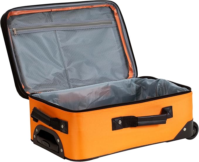Rockland Fashion Softside Upright Luggage Set,Expandable, Orange, 2-Piece (14/19)