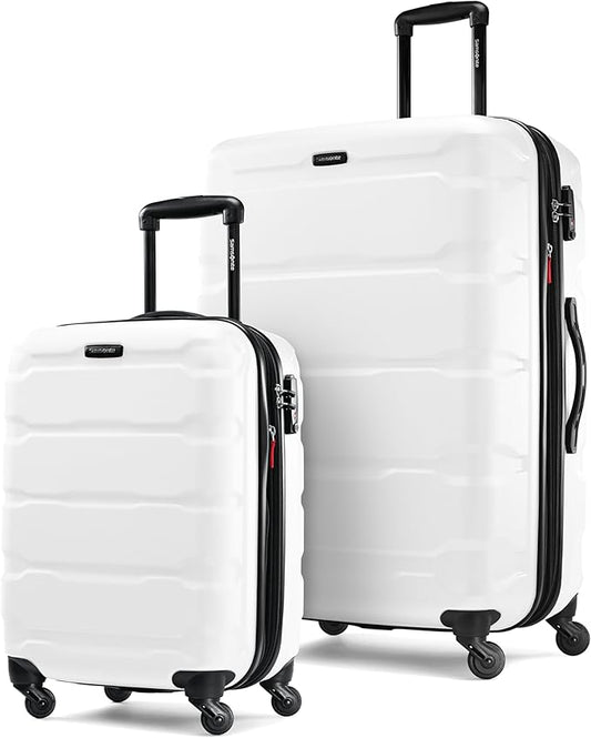 Samsonite Omni PC Hardside Expandable Luggage with Spinner Wheels, White, 2-Piece Set (20/28)