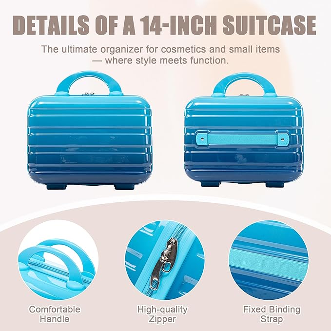 Hardside Luggage, Lightweight Durable Suitcases with Spinner Wheels Navy(horizontal stripe)