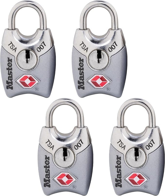 Master Lock 4689Q TSA Approved Luggage Lock, 4 Pack, Colors May Vary