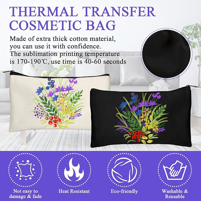 Legigo Blank Canvas Bag Zipper Pouch Makeup Bags Bulk - Multi-Purpose Canvas Pencil Pouch with Sturdy Zipper, Cosmetic Bag Travel Toiletry Bag for DIY Craft Projects, Storage (8.3 x 5 inches)
