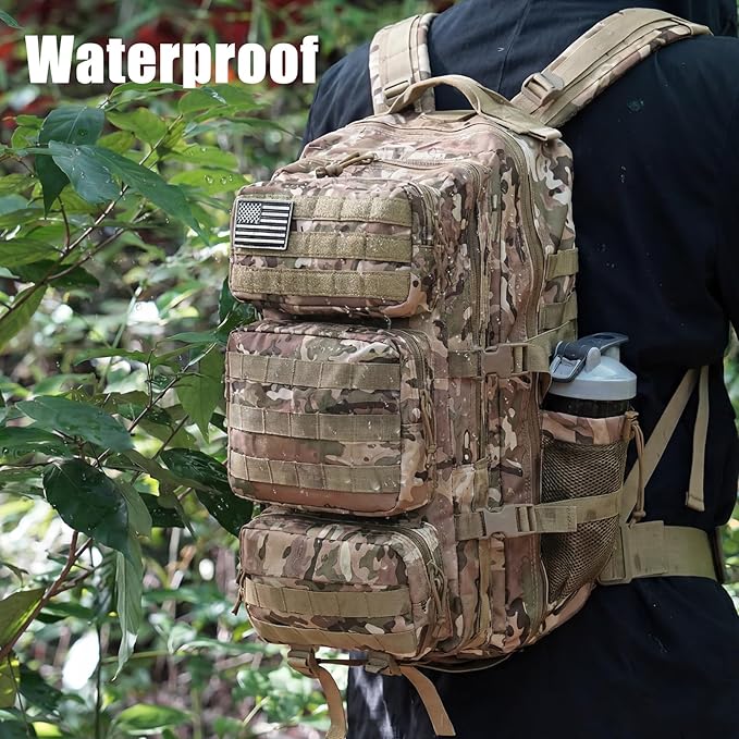 Military Tactical Backpack 25L Day Backpack for Men Molle Army 3 Days Assault Pack Bug Out Bag Water Resistant and Heavy Duty Hiking Treeking Rucksack - Camouflage