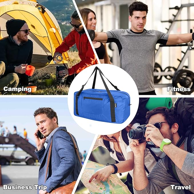HOLYLUCK Foldable Travel Duffel Bag For Women & Men Luggage Great for Gym -55L, Blue
