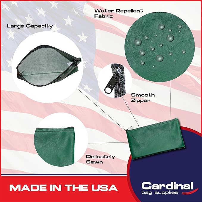 Multi-Purpose Zipper Bag, Reusable, Travel Pouch, Lightweight, Makeup Organizer, 11 x 6 Inch (Forest Green)