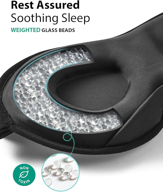 MABAO Weighted Eye Mask for Sleeping, Blackout 3D Contoured Sleep Mask with Adjustable Strap for Women Men, Memory Foam Gentle Pressure Relief Comfort Eye Cover Blindfold for Insomnia & Travel - Brown