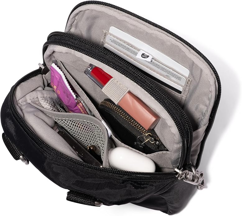 Baggallini Securtex® Anti-theft Mini Everything Crossbody Bag, 6.3"x8.25" Rfid, Locking Zippers & Cut-resistant Strap