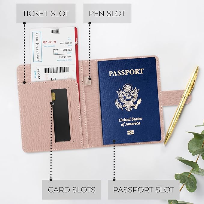 Beautiful Passport Holder for Travel – Cute Cover with Pen Holder to Keep Your Travel Documents Organized & Safe – Quality Passport Wallet for Women & Men and Great for Gifting