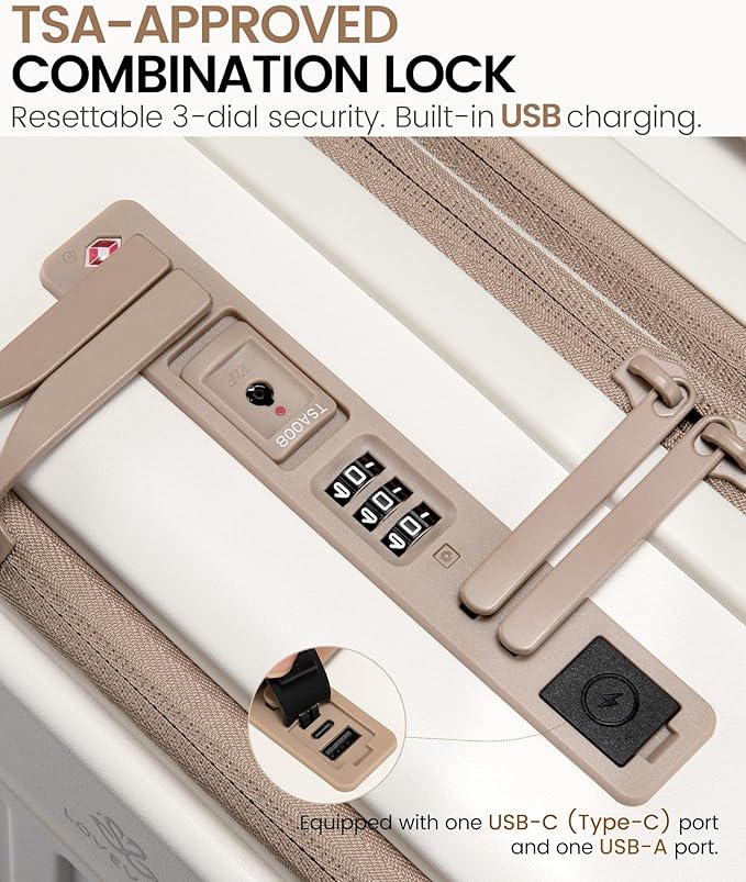 LOVEVOOK Carry On Luggage 22x14x9 Airline Approved, Expandable Hard Shell Suitcase with Spinner Wheels, USB Charging Port & Front Pocket, PC Hardside Rolling Luggage with TSA Lock for Travel