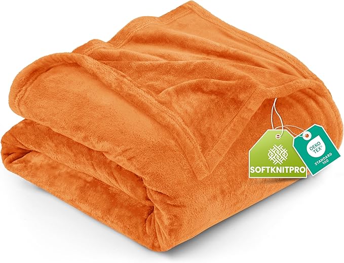 Utopia Bedding Fleece Blanket Queen Size Burnt Orange 300GSM Luxury Fuzzy Soft Anti-Static Microfiber Bed Blanket (90x90 Inch)