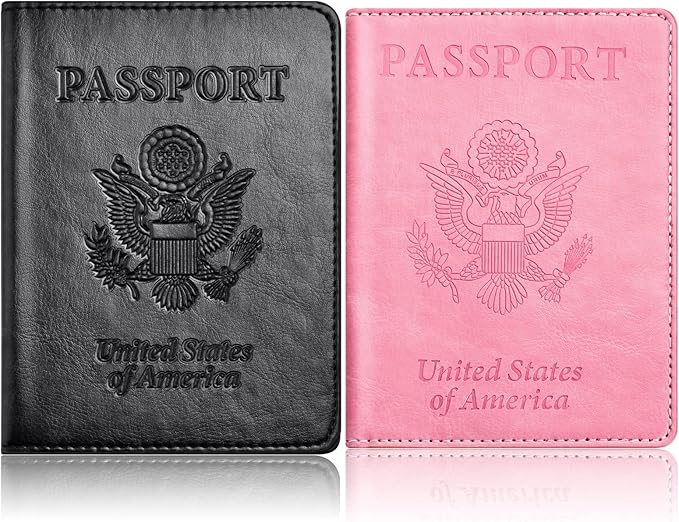 Eoehro Passport Holder for Travel Essentials-2Pack, Passport Wallet Cover Case for Travel Must Haves Accessories,Passport Book Holders for Women and Men
