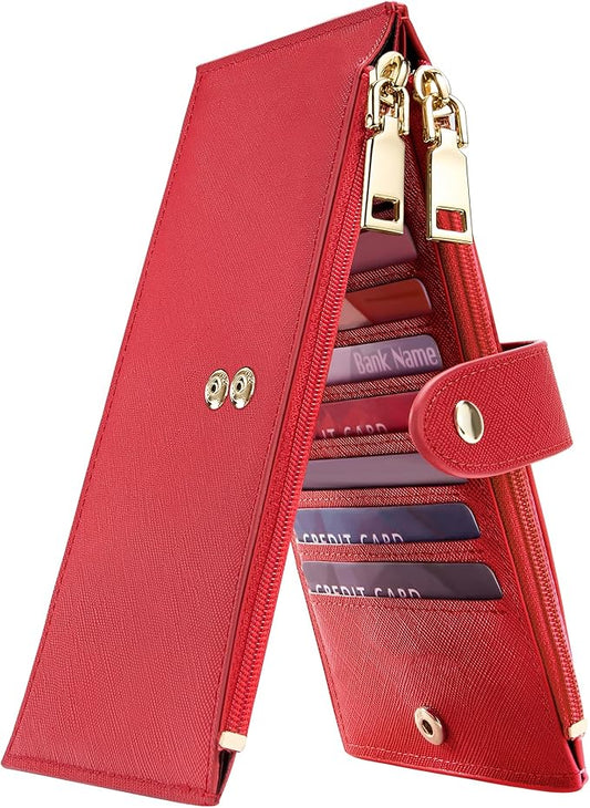 Travelambo RFID Wallet Women Large Size Bifold Multi Card Wallet Case with Zipper Pocke Credit Card Holder for Women