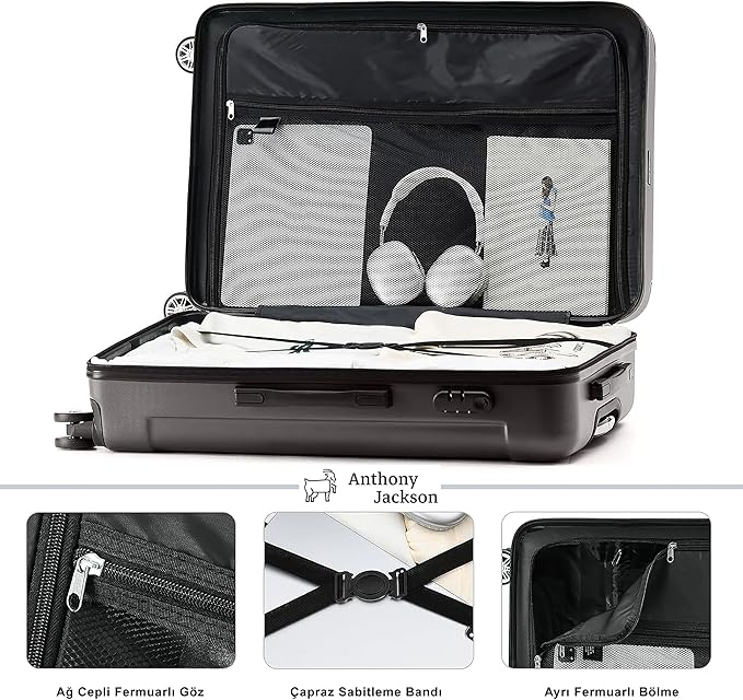 3 Piece ABS Luggage Set – Lightweight Suitcases with Spinner Wheels – 3 Different Sizes – TSA Lock – Hard Shell Travel Luggage for Men & Women